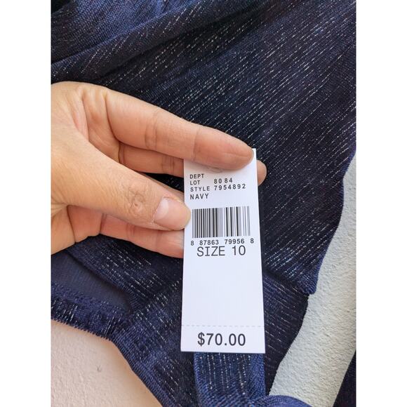 Knitworks Girls Crop Top Navy Blue Long Sleeve Velvet Twist Front Blue Size 10 - Picture 4 of 6